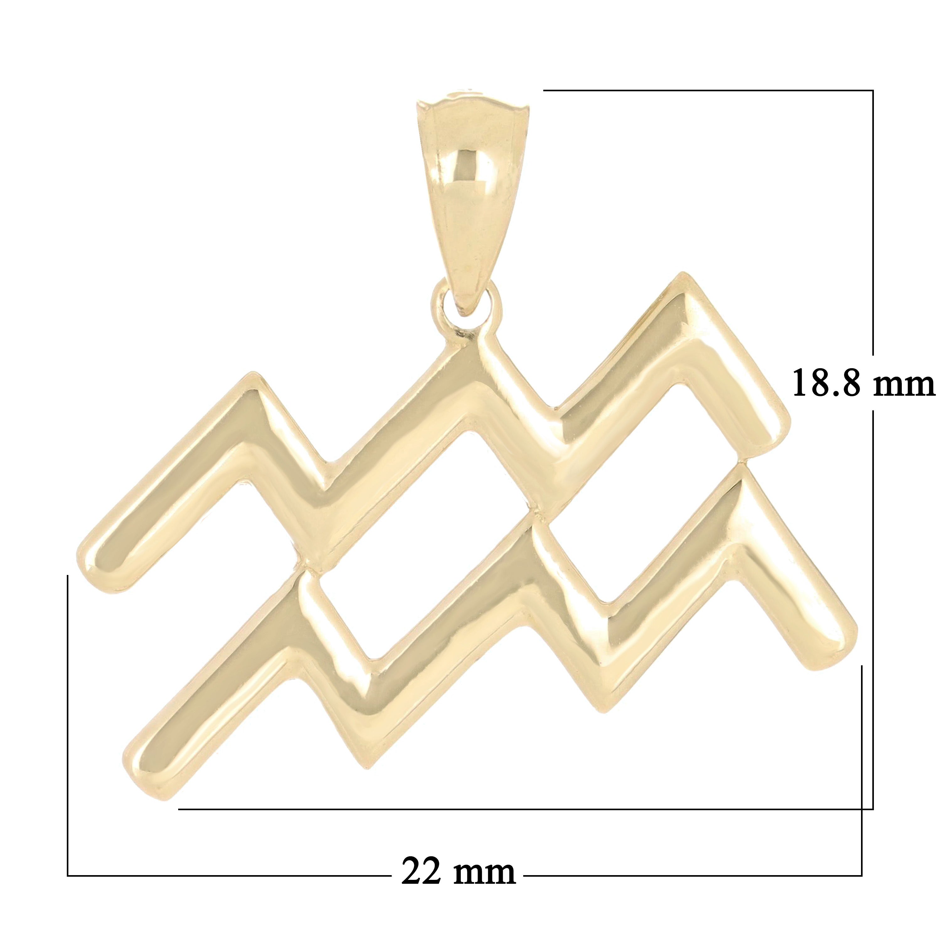 14k Yellow Gold Aquarius Zodiac Sign Charm Pendant - Aquarius,Yellow
