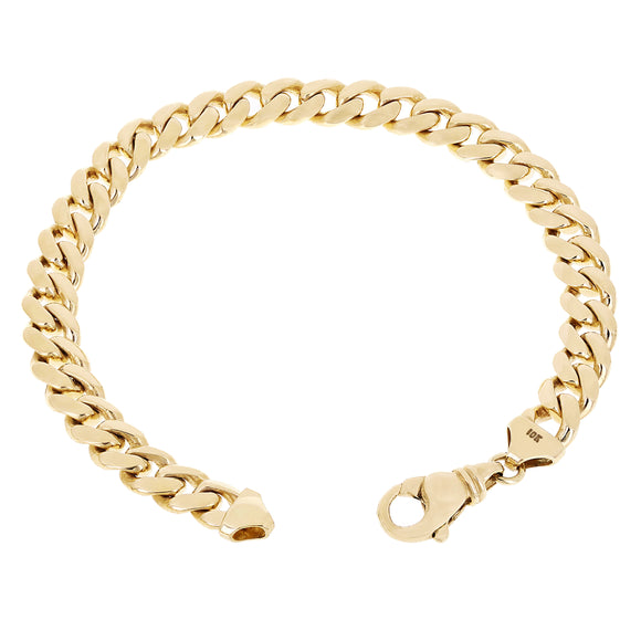 Men's 10k Yellow Gold Solid Miami Cuban Link Bracelet 7