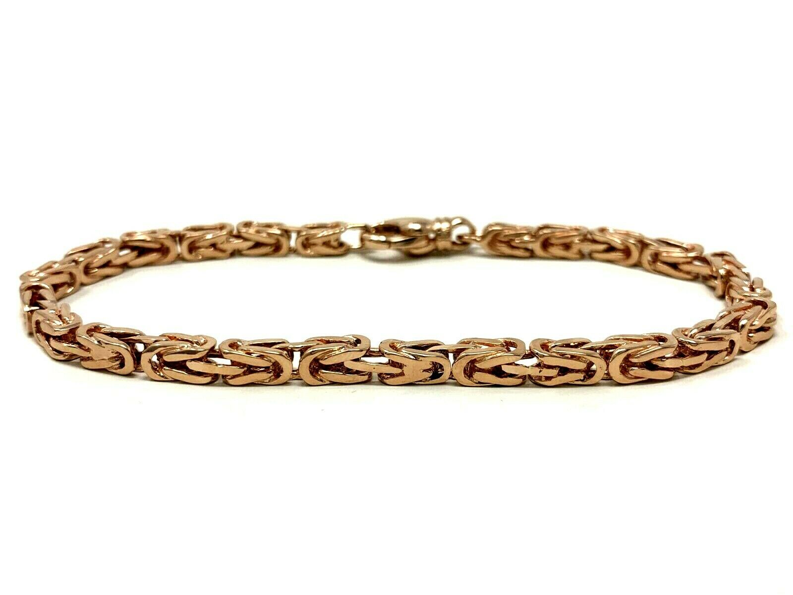 14k Rose Gold Solid Square Byzantine Bracelet Link Chain 9" 4.7mm 27 grams - Rose,9"