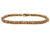 14k Rose Gold Solid Square Byzantine Bracelet Link Chain 9" 4.7mm 27 grams - Rose,9"