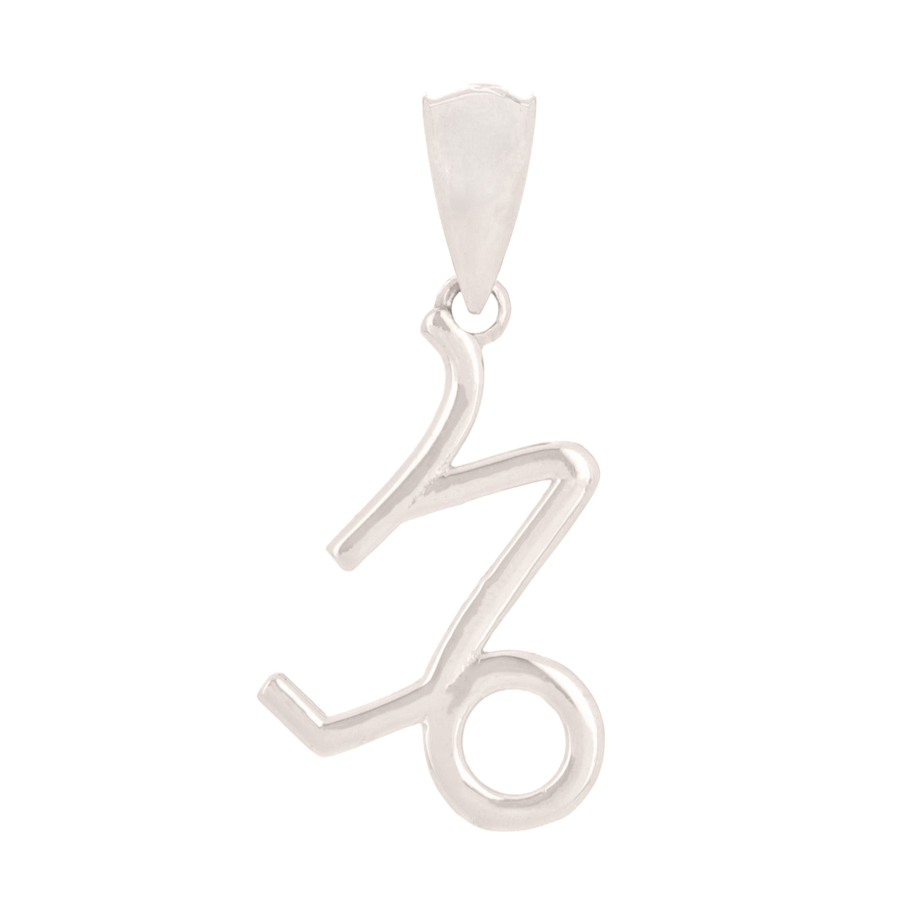 14k White Gold Capricorn Zodiac Sign Charm Pendant - Capricorn,White