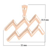 14k Rose Gold Aquarius Zodiac Sign Charm Pendant - Aquarius,Rose