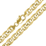 14k Yellow Gold Concave Mariner Chain Necklace 22" 7.8mm 60 grams - Yellow,22"