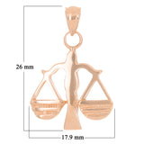 14k Rose Gold Scales of Justice Libra Zodiac Sign Charm Pendant 1" 3.7 grams - Rose