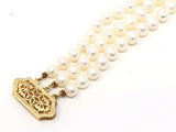 14k Yellow Gold Vintage 3 Row Strands Pearl Bracelet 7.5" 5.25mm