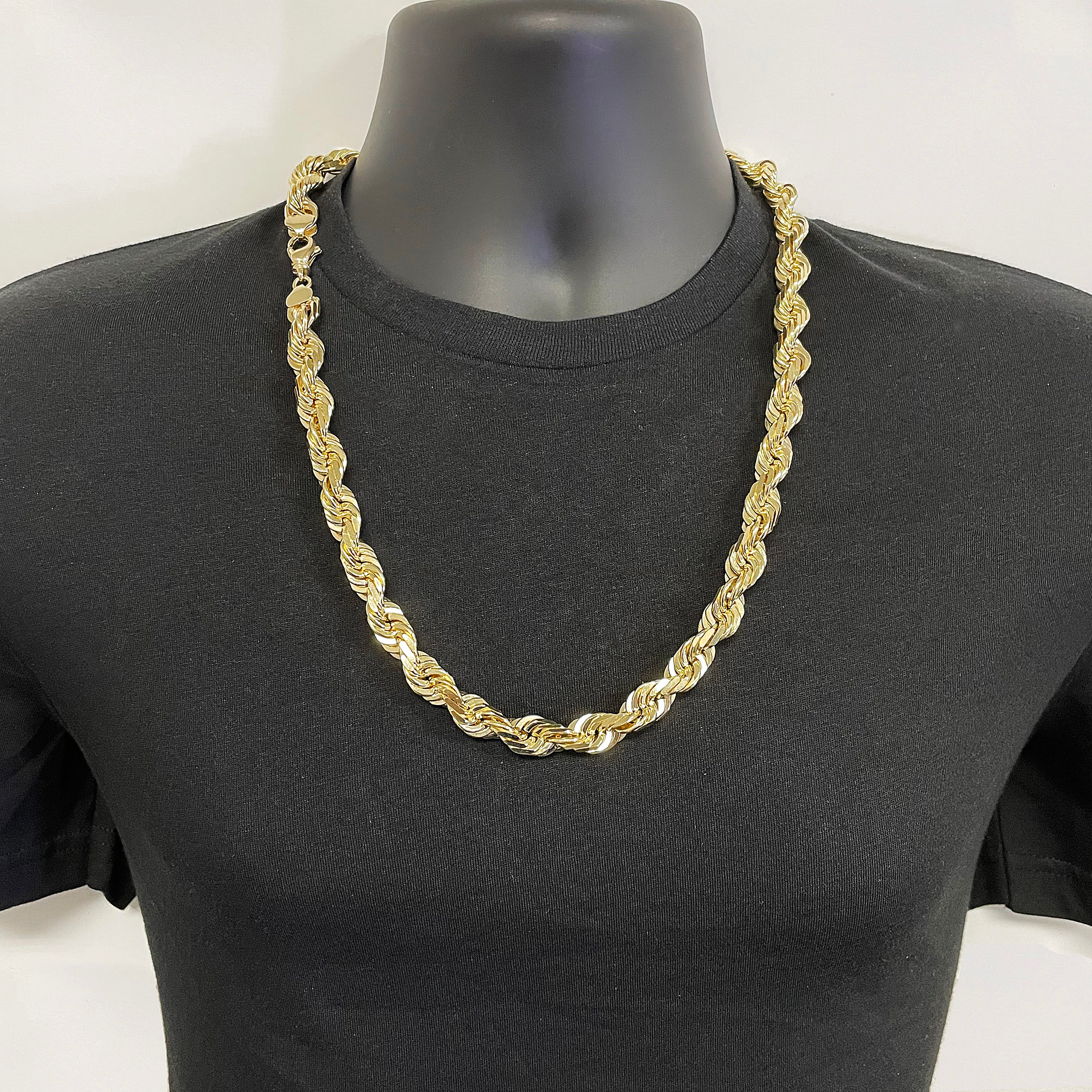 14k Yellow Gold Solid Heavy Diamond Cut Rope Chain Necklace 24" 12mm 266.4 grams - 24"