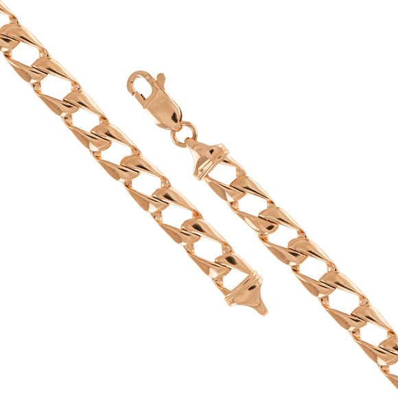 Men's 14k Rose Gold Solid Flat Cuban Link Chain Necklace 22