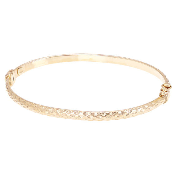 Italian 14kt Yellow Gold Hollow Faceted Bangle Bracelet 7