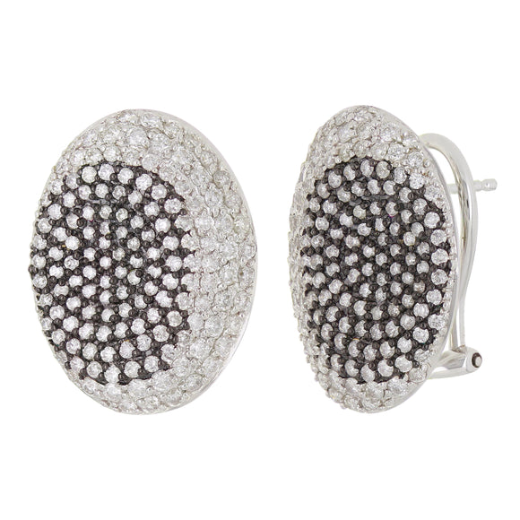 18k White Gold 1.98ctw Diamond Micro Pave Oval Earrings
