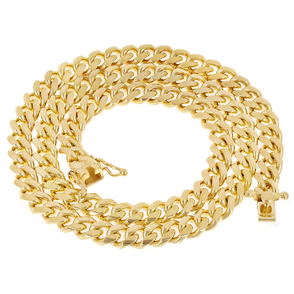 14k Yellow Gold Solid Miami Cuban Chain Necklace 18