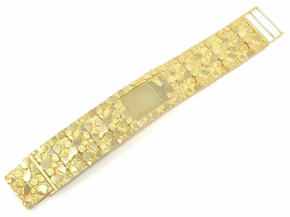 14k Yellow Gold Nugget ID Bracelet 8.5