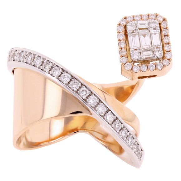 18k White & Rose Gold 1.28ctw Diamond Modern Open Engagement Ring Size 7