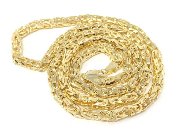 14k Yellow Gold Solid Square Byzantine Chain Necklace 20