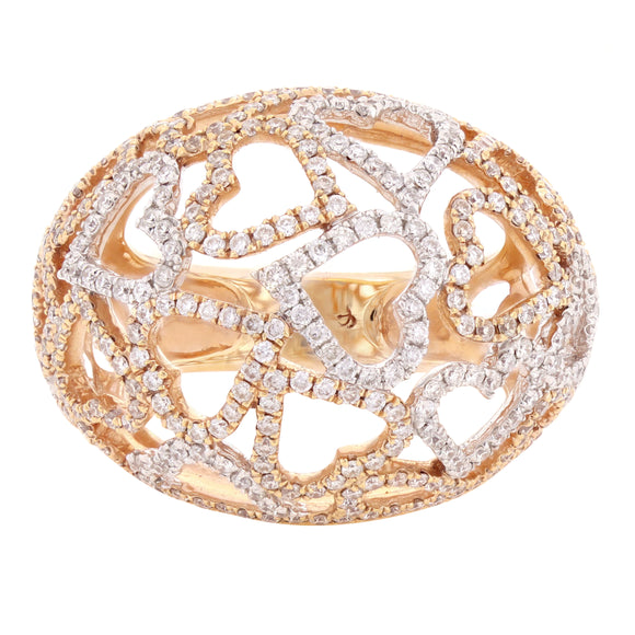 18k White & Rose Gold 3.15ctw Diamond Heart Luxury Dome Ring Size 6.5