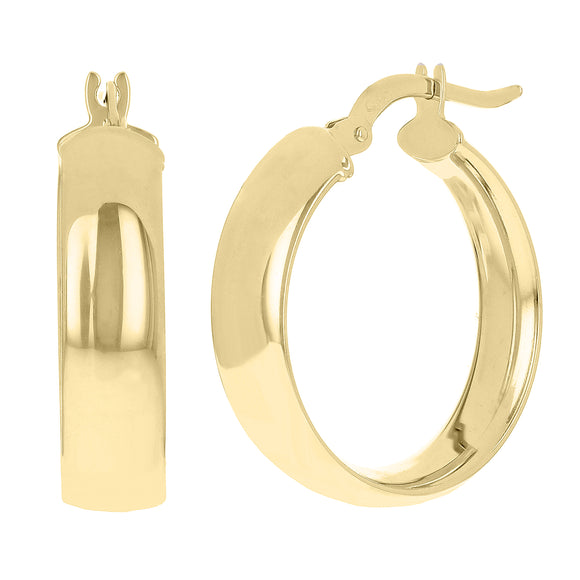 Italian 14k Yellow Gold Shiny Round Hollow Hoop Earrings 21.7mmx5.7mm 2.2 grams