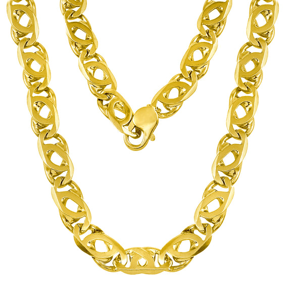 14k Yellow Gold Handmade Fashion Link Necklace 24