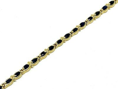 14k Yellow Gold Marquise Sapphire Tennis Bracelet 7
