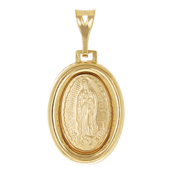 Italian 14k Yellow Gold Our Lady of Guadalupe Charm Medal Pendant 3.7 grams