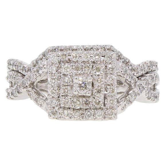 14k White Gold 1/2ctw Diamond Twist Engagement & Wedding Ring Set Size 7