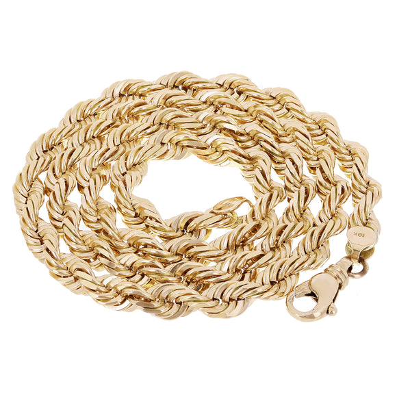 Men's Solid 10k Yellow Gold Diamond Cut Rope Chain Necklace 24