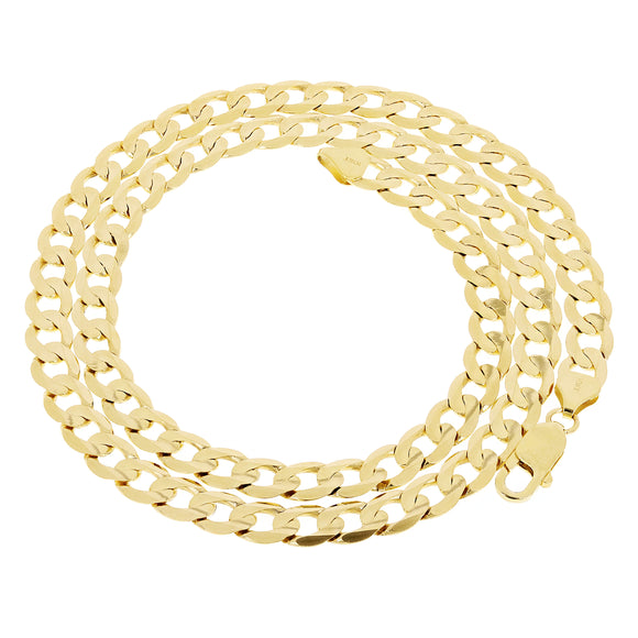 Men's Italian 10k Yellow Gold Curb Cuban Chain Necklace 22