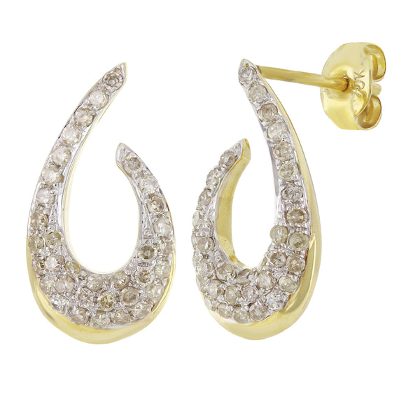 10k Yellow Gold 0.54ctw Diamond Pave Swirl Earrings