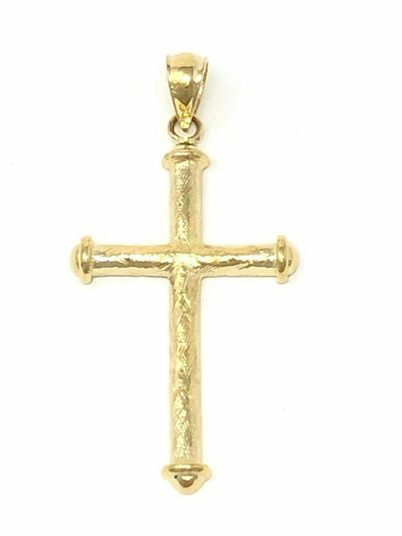 14k Yellow Gold Cross Pendant Jesus Christian Religious Cross Charm 1.5