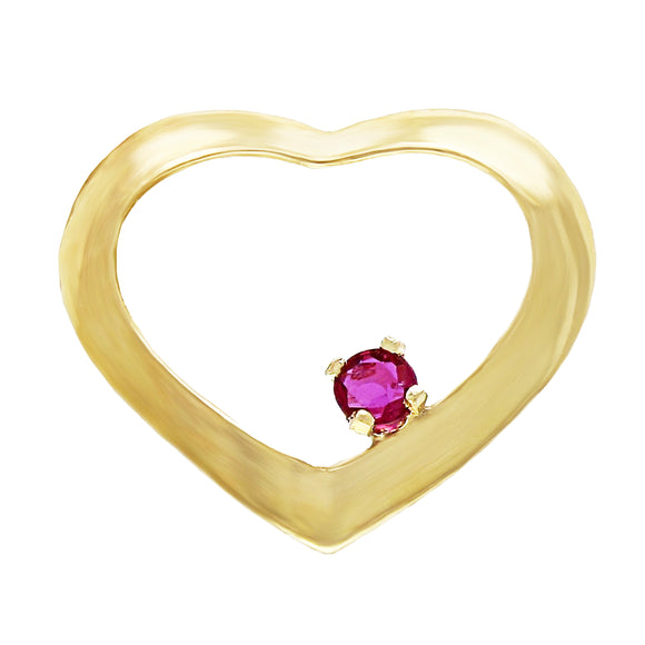 14k Yellow Gold 0.05ctw Ruby Accent Open Charm Pendant