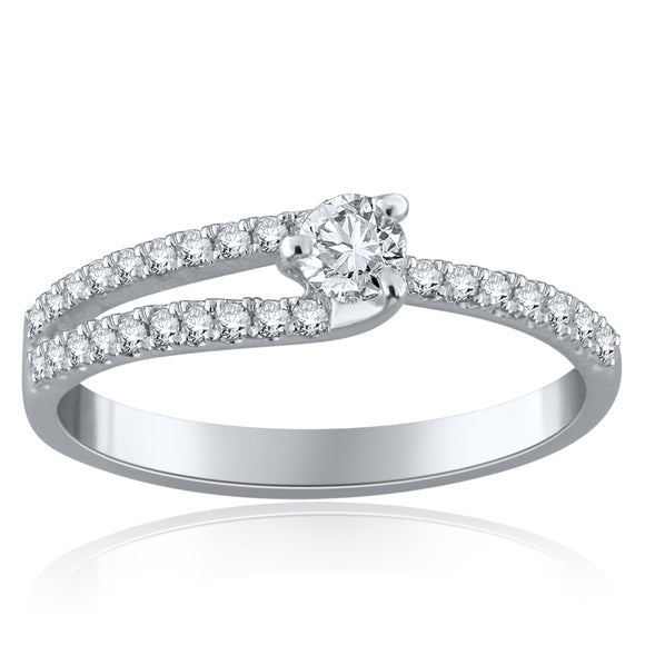 14k White Gold 0.45ctw Diamond Promise Engagement Split Ring Size 6.75