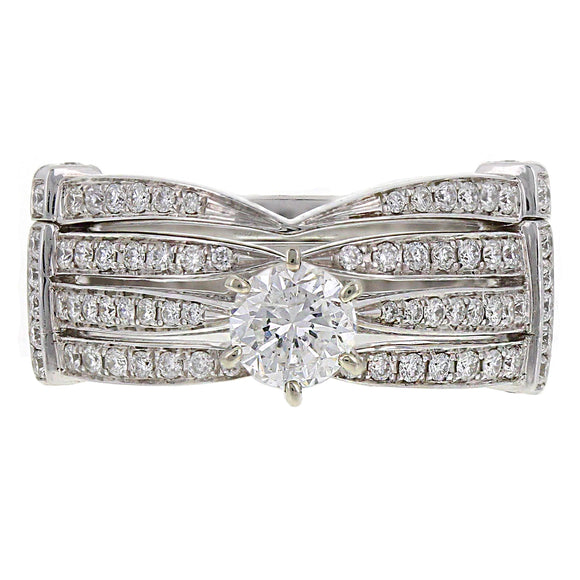 14k White Gold 1.13ctw Diamond Matching Engagement & Wedding 2 Piece Set Ring
