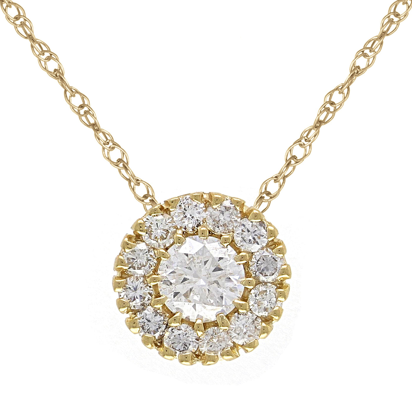 A close-up of a real gold diamond necklace by Direct Source Gold & Diamond.