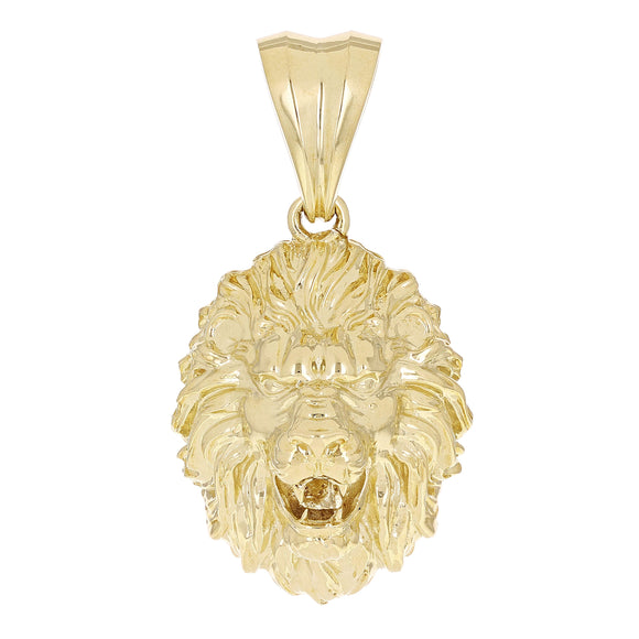 Real gold lion head pendant with beautiful details in the lion's mane and expression.