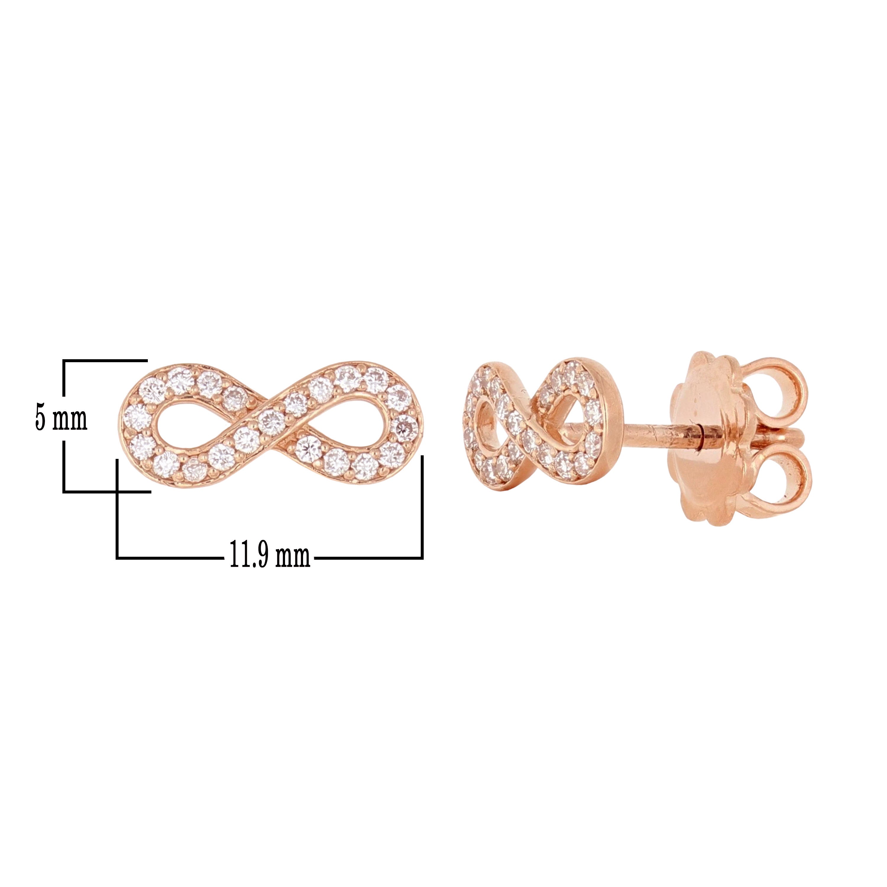 14k Rose Gold 0.30ctw Diamond Infinity Symbol Stud Earrings