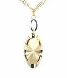 Italian 14k Two Tone Gold Oval Charm Chain Statement Necklace Double Rolo 17"