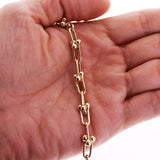 Italian 14k Yellow Gold Semi-Solid U-Link Chain Bracelet 7.5" 8mm 9.9 grams