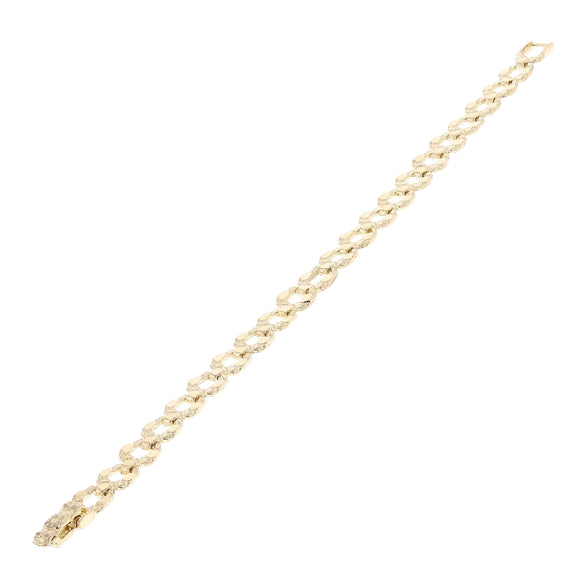 14k Yellow Gold Solid Nugget Horse Shoe Link Bracelet 8mm 7