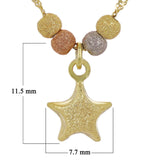 14k Tri Color Gold Ball Beads Star Charms Singapore Chain Necklace 17"