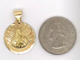 14k Yellow Gold Sacred Heart of Jesus Medal Charm Pendant 2.9 grams