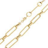 Italian 14k Yellow Gold Hollow Paper Clip Link Necklace 6.7mm 18" 8.4 grams