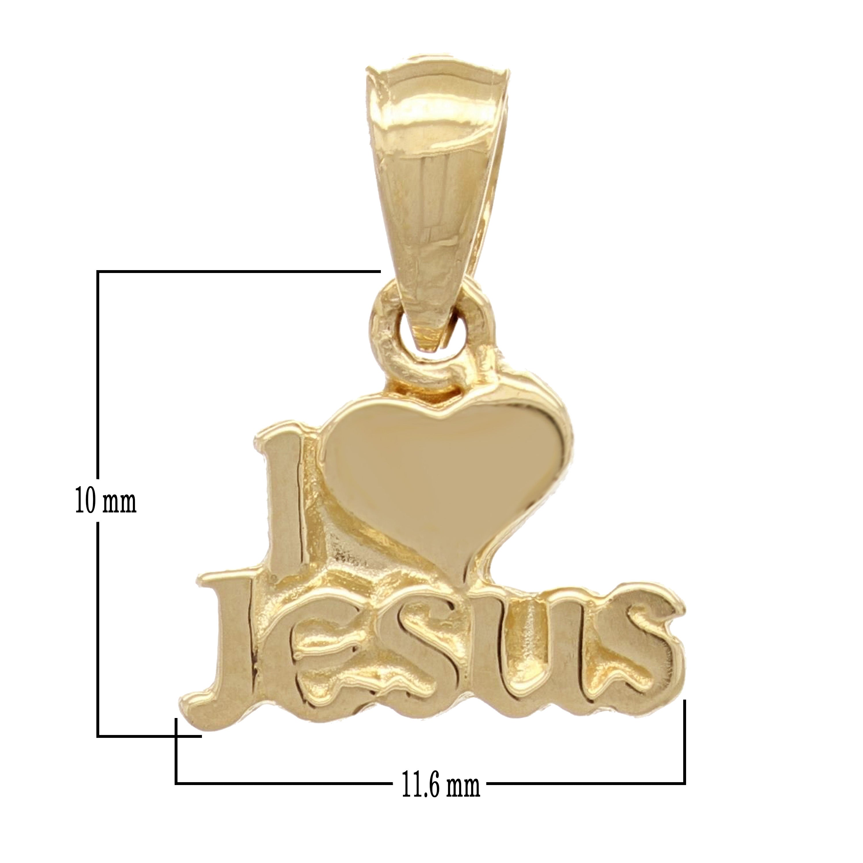 14k Yellow Gold I Love Jesus Charm Pendant 1.5 grams - Yellow