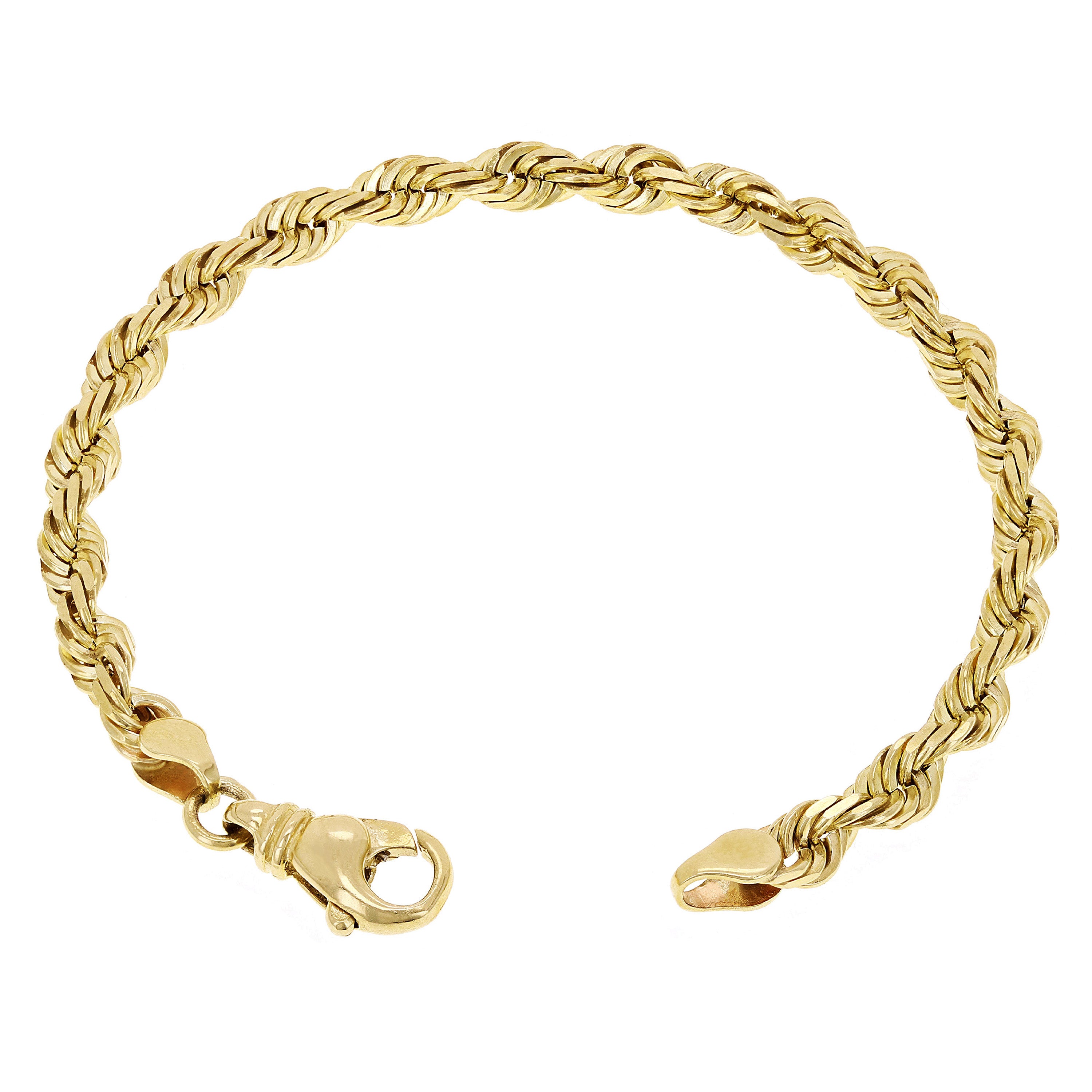 Men's 10k Yellow Gold Solid Diamond Cut Rope Chain Bracelet 7" 6mm 16.5 grams - 7" 16.5 grams