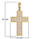 14k Yellow Gold 1.15ctw Diamond Cross Pendant 1.8" 8.5 grams