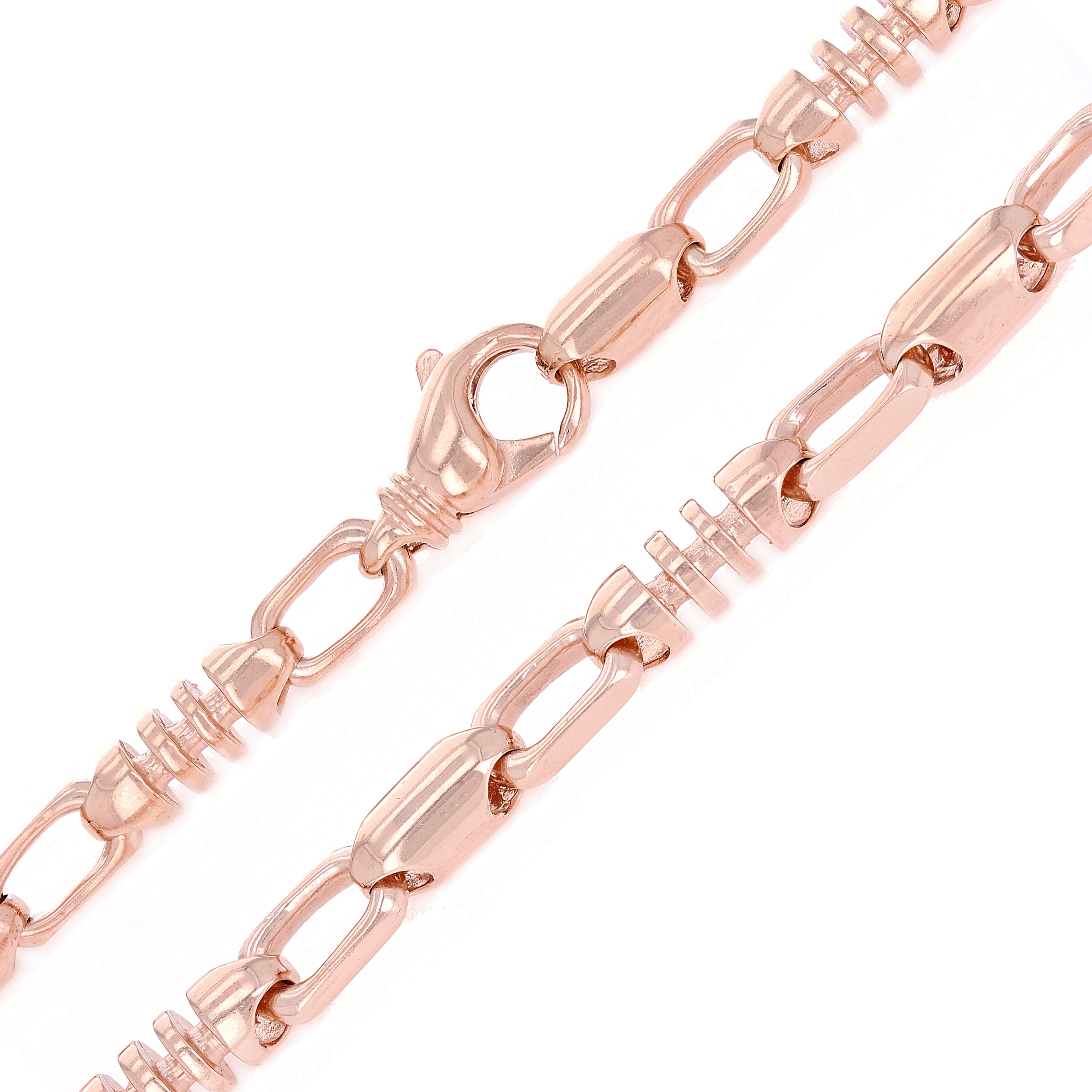 14k Rose Gold Handmade Fashion Link Necklace 28" 6.9mm 123.1grams - Rose,28"