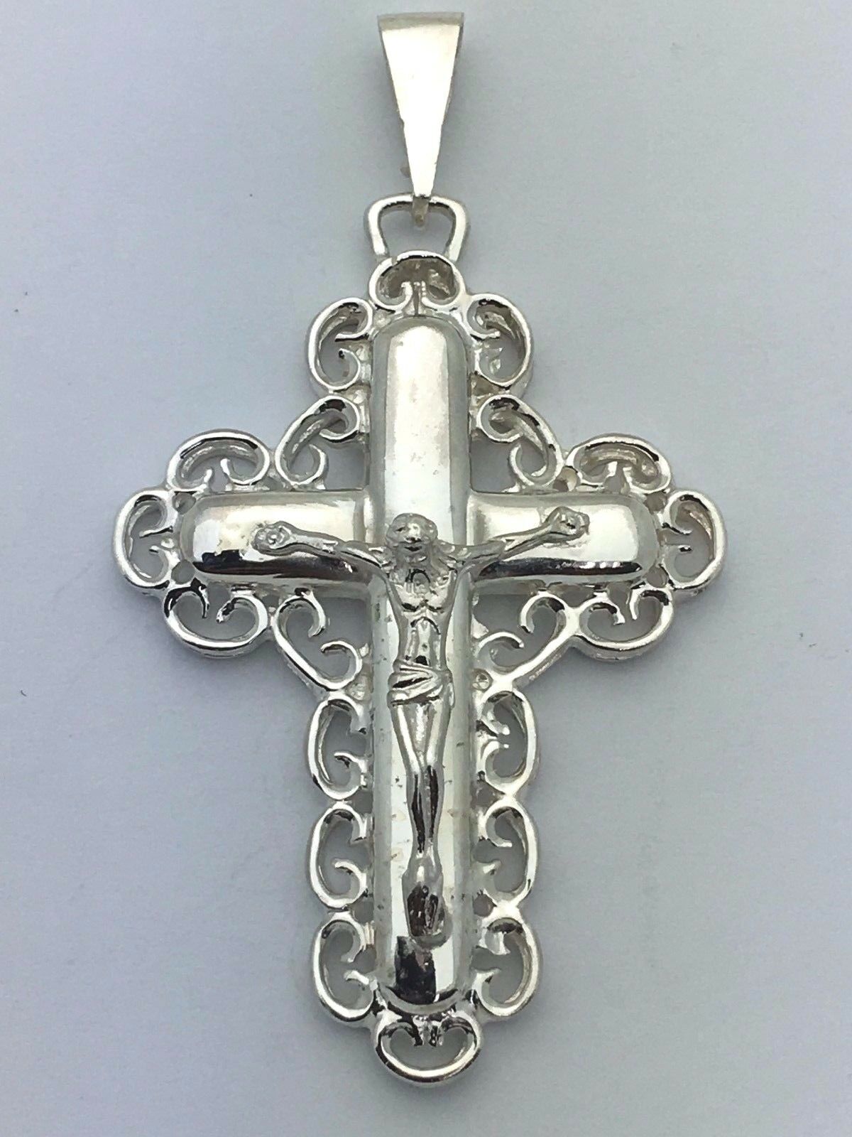 925 Sterling Silver Christian Jesus Christ Catholic Crucifix Cross Pendant 1.2"