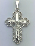 925 Sterling Silver Christian Jesus Christ Catholic Crucifix Cross Pendant 1.2"