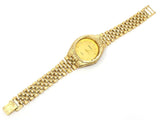 10k Yellow Gold Watch Link Band Bracelet with Geneve Watch 7.5"-8" 46 grams