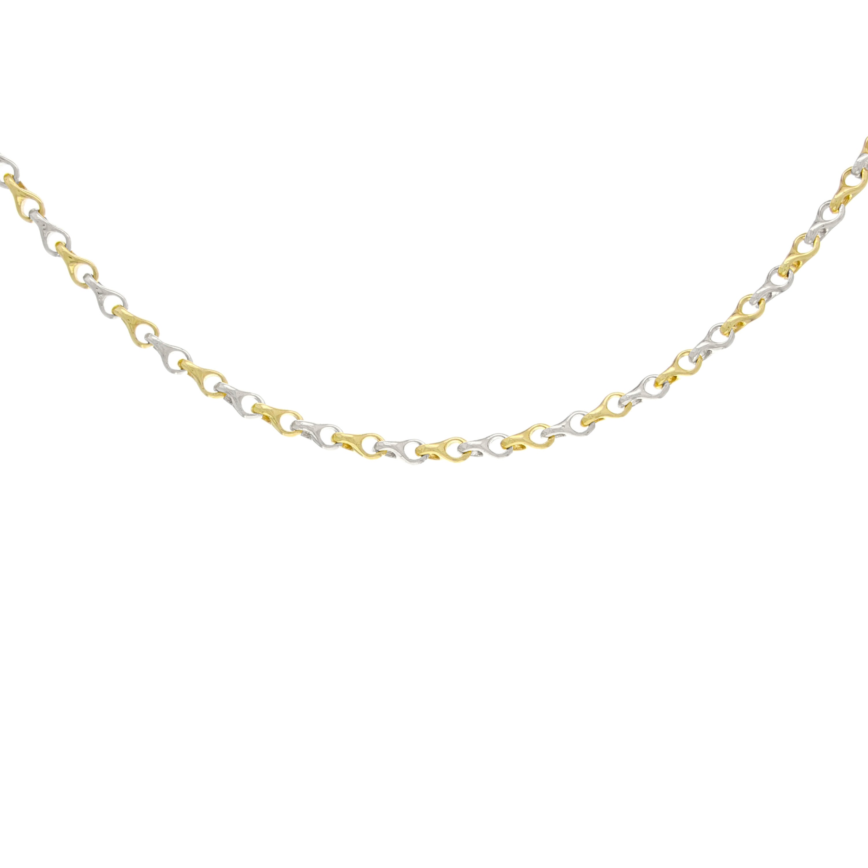 Men's 14k Yellow & White Gold Handmade Fashion Link Necklace 26" 4mm 37 grams - Yellow and White,26"