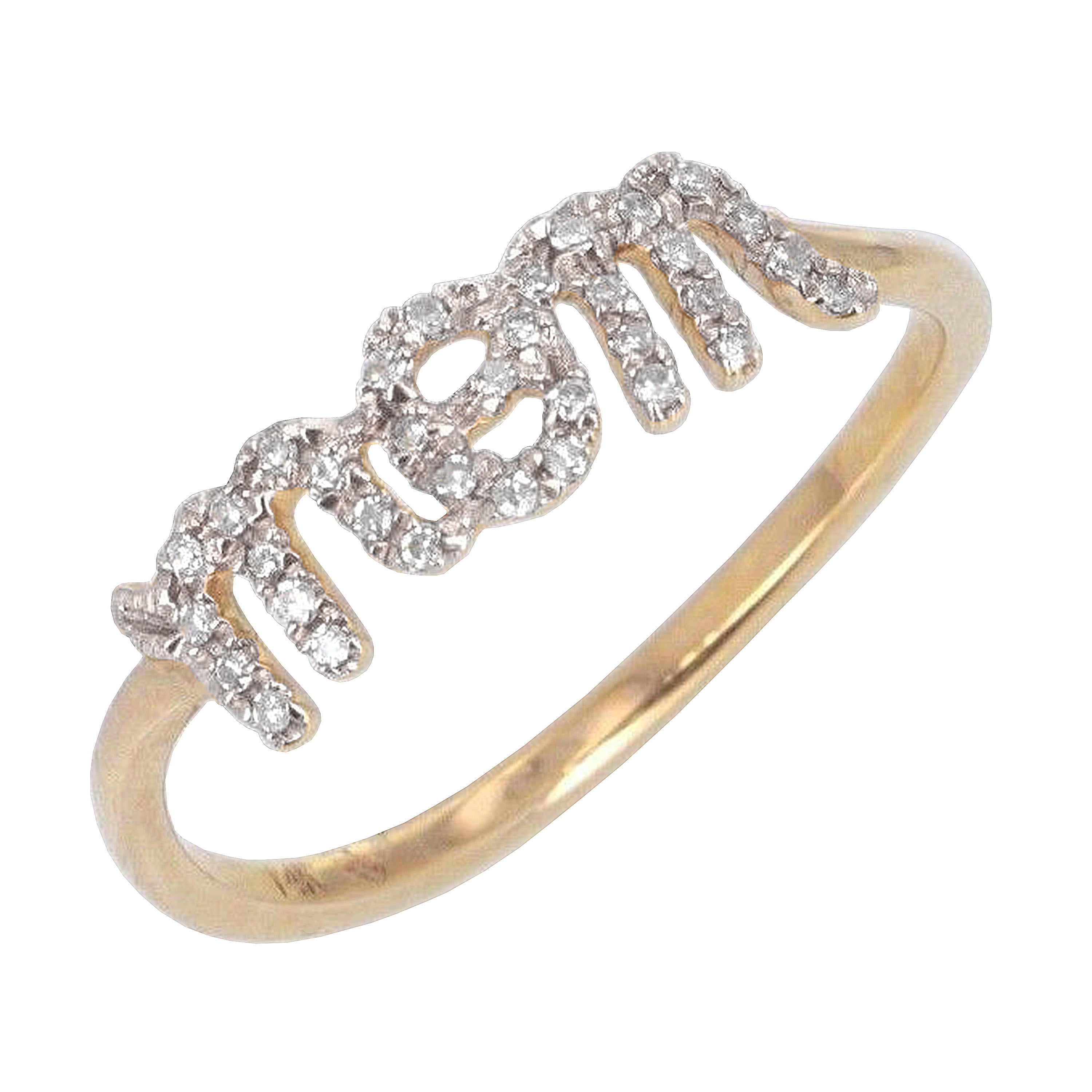 14k Yellow Gold Diamond Mom Ring Size 7 - Yellow