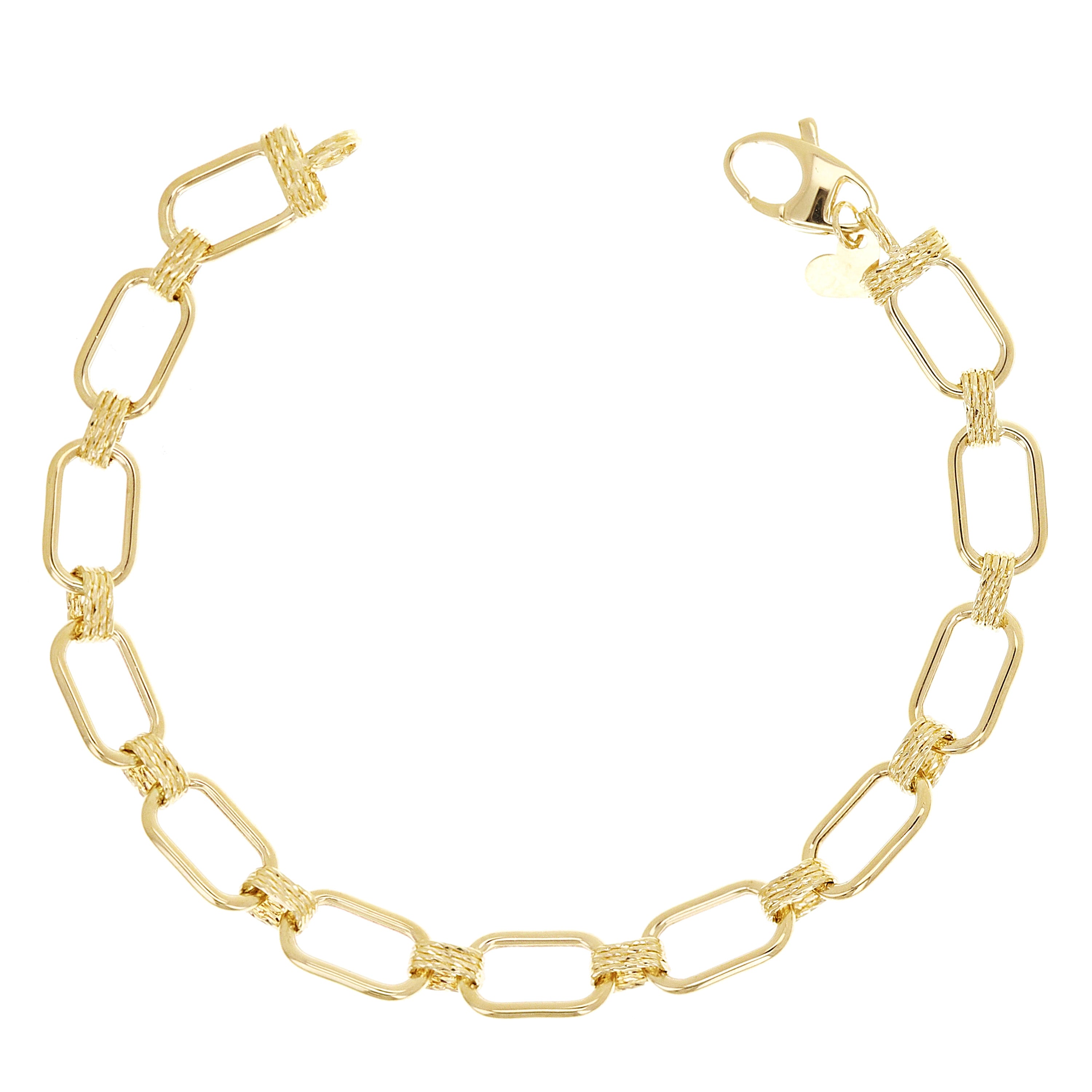 Italian 14k Yellow Gold Oval Links Necklace, Bracelet & Earrings Set 13.8 grams