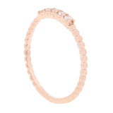 14k Rose Gold 0.15ctw Diamond 4-Stone Slim Beaded Stackable Ring Band Size 6.5 - Rose
